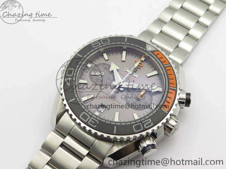 0227 Planet Ocean Master Chrono SS OM 1:1 Best Edition Gray Dial On SS Bracelet A9900 V Efficient 8116